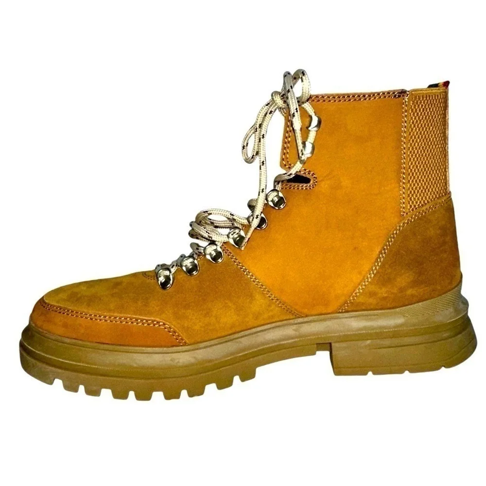 Kurt‎ Geiger Mens Size 10 43.5 Viper Sand Tan Hiker Combat Leather Suede Boots